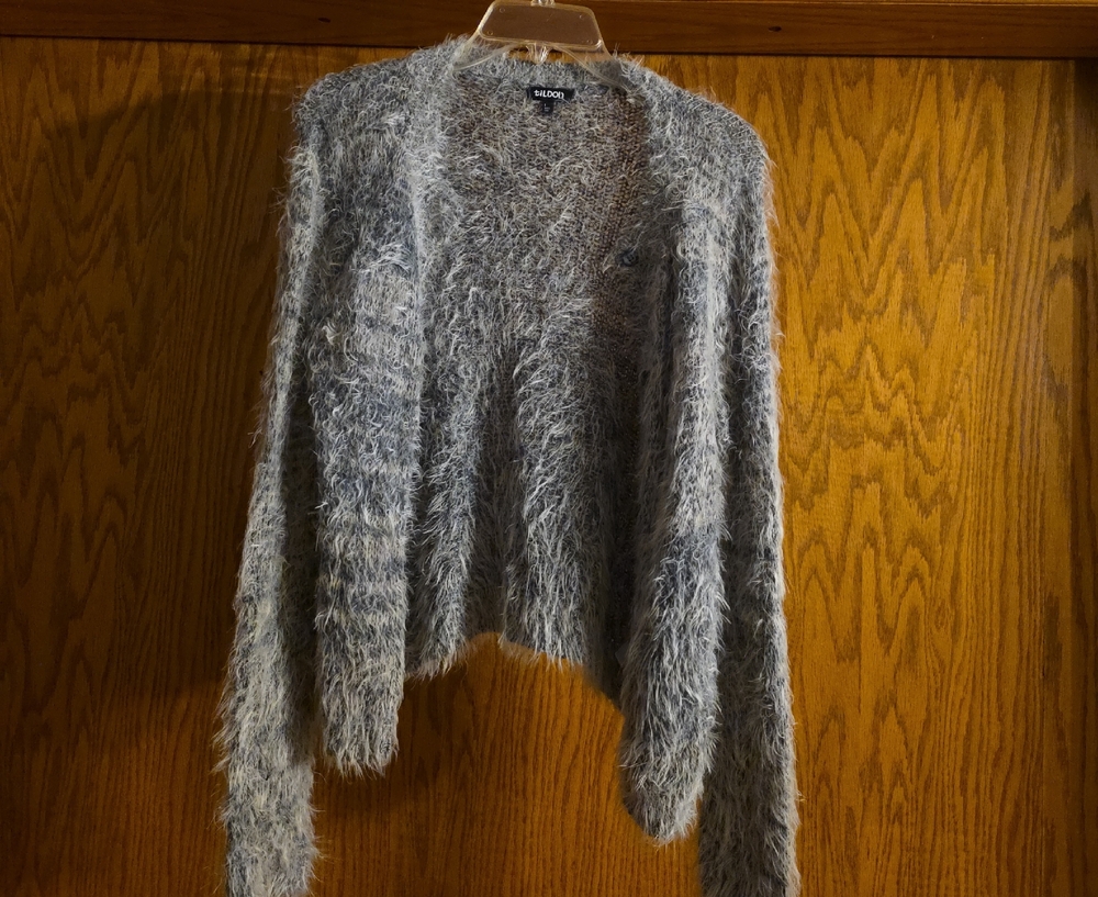 Tildon Fuzzy Gray Women's Cardigan